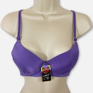 LACY Purple Padded Underwire Adjustable Straps Bra NEW Womens Sz 34B
